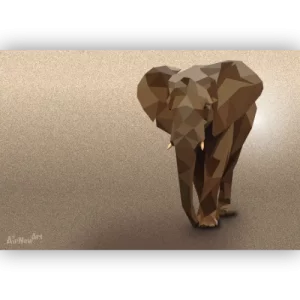 Affiche / poster contemporain et moderne d'un Éléphant d'Afrique en polygones - Animaux en Art Polygonal / lowpoly - design géométrique en triangles. Illustration par Aline Hernu - Studio AirNew Art
