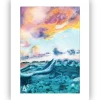 Aquarelle originale, contemporaine, moderne et revivifiante avec passe-partout. Paysage en mer sur l'île de Lady Elliot en Australie. Collection Voyeageons en Peinture, #travelwithairnewart - Peinture par Aline Hernu - Studio AirNew Art. Papier 21 x 28 cm (300g/m2) et passe partout en carton blanc dimensions 25 x 32 cm