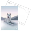 Carte postale artistique moderne d'un Loup blanc en polygones, Blanc comme neige. Animaux en Art Polygonal / lowpoly - design géométrique en triangles. Illustration par Aline Hernu - Studio AirNew Art. Impression en Ardèche sur carton certifié FSC, pour des forets durables, en cohérence avec la démarche éco responsables du Studio. Made in France