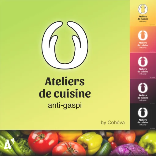 Logo des Ateliers de cuisine anti-gaspi - Identité visuelle pour Cohéva à Andance en Ardèche - Design par Aline Hernu - Studio AirNewArt
