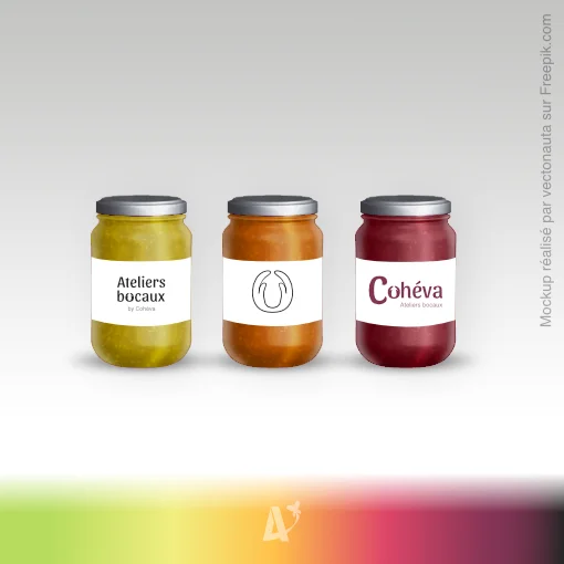 Logo pour des ateliers bocaux - Identité visuelle pour Cohéva à Andance en Ardèche - Design par Aline Hernu - Studio AirNewArt