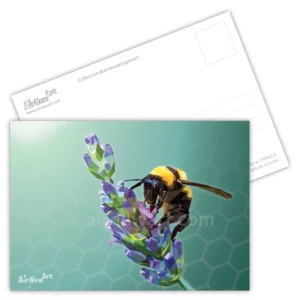 Carte postale, Insecte, abeille, lavande, peinture