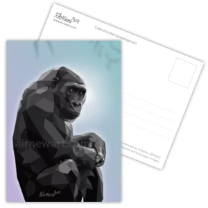 Carte postale, Chimpanzé, peinture géométrique