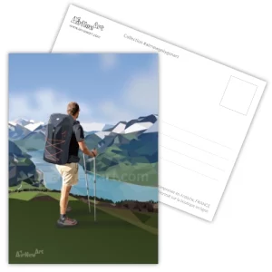 Carte postale, Randonnée en Savoie, lac, montagnes
