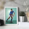 Carte postale ecadrée d'un rugbyman prêt à faire une passe sur un terrain, peinture en polygones. Collection Art Polygonal / lowpoly, design géométrique sur le thème du Sport. Illustration par Aline Hernu - Studio AirNewArt. Impression en Ardèche sur carton certifié FSC, pour des forets durables, en cohérence avec la démarche éco responsables du Studio. Made in France