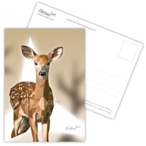 Carte postale, Biche, bramer du cadre, peinture