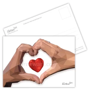 Carte postale, Amour, Love, mains en coeur