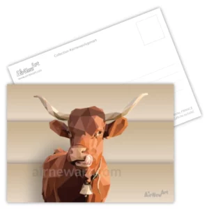 Carte postale, Vache, Salers, cloche, peinture